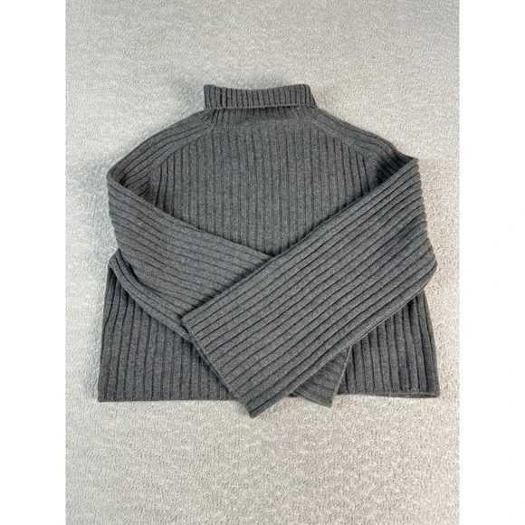 Reformation Sweater Womens Small Ribbed Turtleneck Cropped Pullover Cashmere Ble - Picture 6 of 7